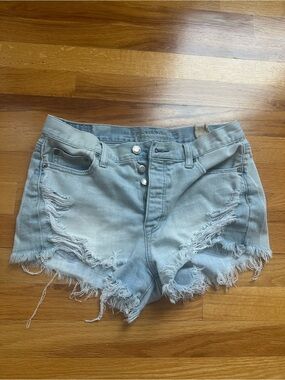 American Eagle Light Blue Distressed Denim Shorts - Women